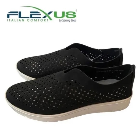 NIB Flexus by Spring Step Black Italian Comfort Slip On Shoes Size 6.5-7 (EU 37) - Picture 1 of 11